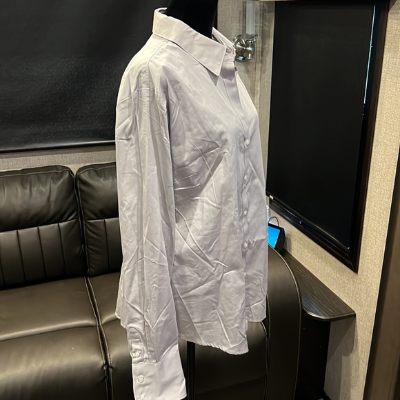 Calvin Klein Fitted Button Down Long Sleeve Work Blouse - Gray - XL - Picture 4 of 6